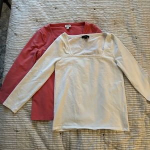 J.Crew Factory | Square Neck Women's Tops | Coral & White | Spring Tops